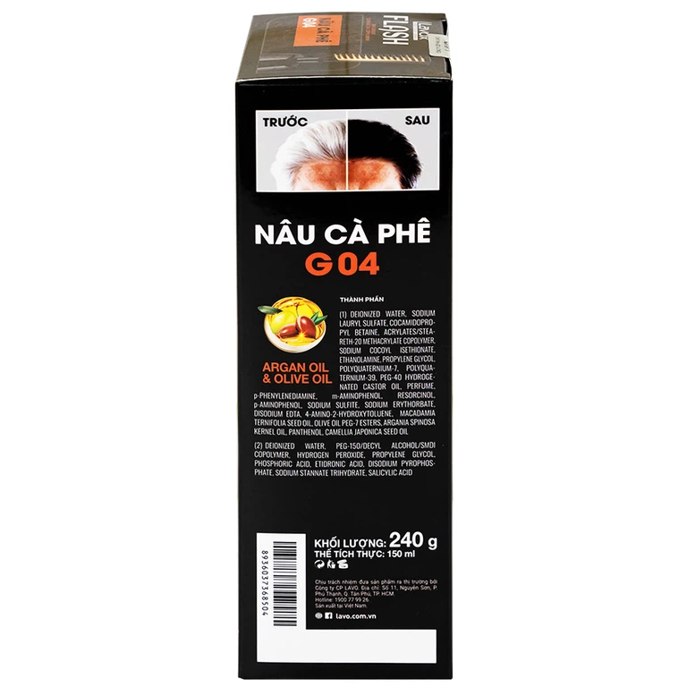 Gel nhuộm tóc phủ bạc Flash Lavox G04 màu nâu cà phê (150ml)