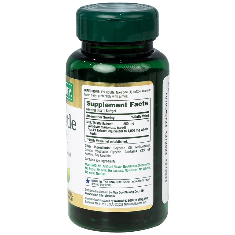 Viên uống Milk Thistle Nature's Bounty hỗ trợ tăng cường chức năng gan, bảo vệ gan (50 viên)