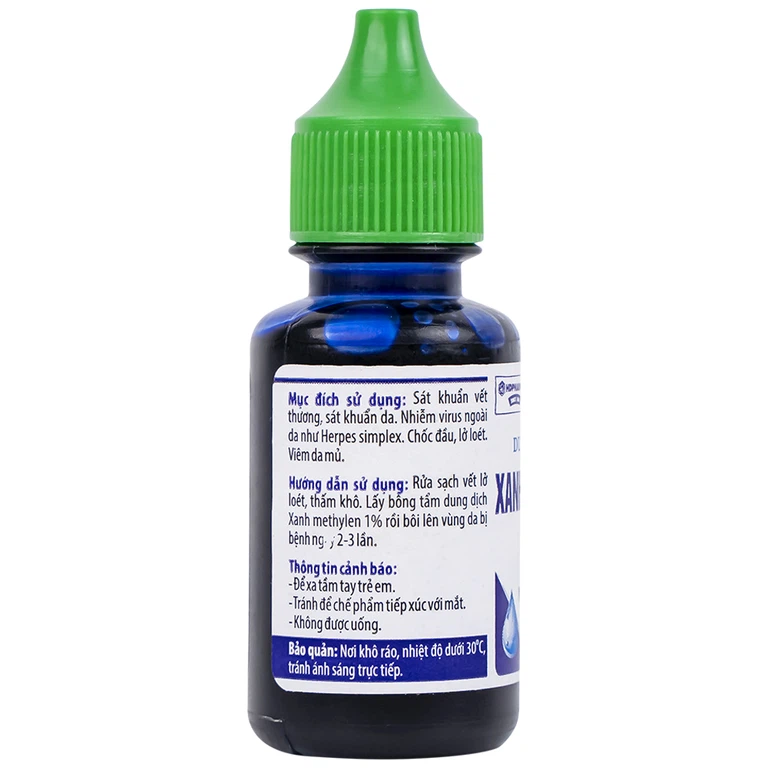 Dung dịch sát khuẩn Xanh Methylen 1% HDpharma sát khuẩn, điều trị nhiễm virus ngoài da (20ml)