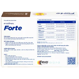 Viên nang Enzymax Forte MHD hỗ trợ tăng cường tiêu hóa, giảm chứng đầy bụng khó tiêu (2 vỉ x 10 viên)