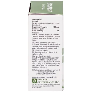 Nước mắt nhân tạo Easimist Eye Drops Indiana Ophthalmics giúp giảm khô và mỏi mắt (5ml)