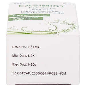 Nước mắt nhân tạo Easimist Eye Drops Indiana Ophthalmics giúp giảm khô và mỏi mắt (5ml)