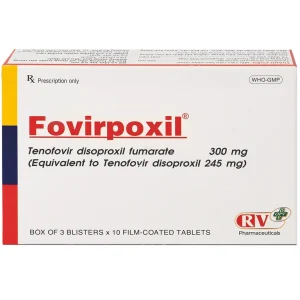 Thuốc Fovirpoxil Opv Tenofovir disoproxil fumarate điều trị viêm gan B, HIV-1 (3 vỉ x 10 viên)