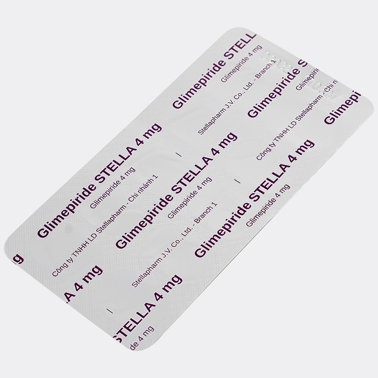 Thuốc Glimepiride 4mg Stella Pharm giảm đường huyết cho bệnh đái tháo đường típ 2 (6 vỉ x 10 viên)