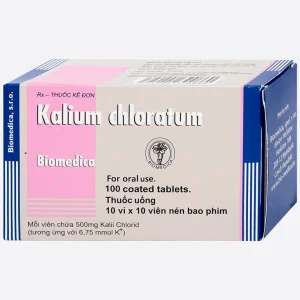 Thuốc Kalium Chloratum Biomedica dùng trong phòng và điều trị một số trường hợp thiếu kali (10 vỉ x 10 viên)