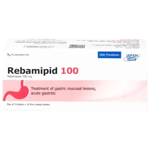 Thuốc Rebamipid 100 DHG điều trị loét dạ dày (5 vỉ x 10 viên)