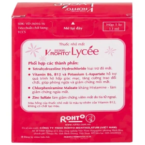 Thuốc nhỏ mắt V.Rohto Lycée 13ml điều trị đỏ mắt, ngứa mắt, mỏi mắt