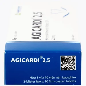 Thuốc Agicardi 2,5 Agimexpharm điều trị tăng huyết áp, đau thắt ngực ổn định mạn tính (3 vỉ x 10 viên)
