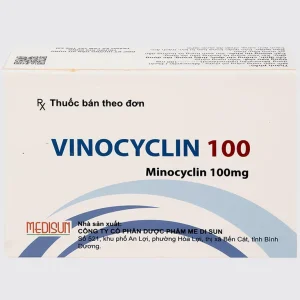 Thuốc Vinocyclin 100 Medisun điều trị mụn trứng cá, nhiễm trùng đường hô hấp (3 vỉ x 10 viên)