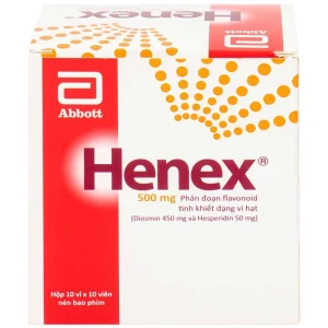 Thuốc Henex 500mg Abbott điều trị suy tĩnh mạch - mạch bạch huyết, cơn trĩ cấp (10 vỉ x 10 viên)