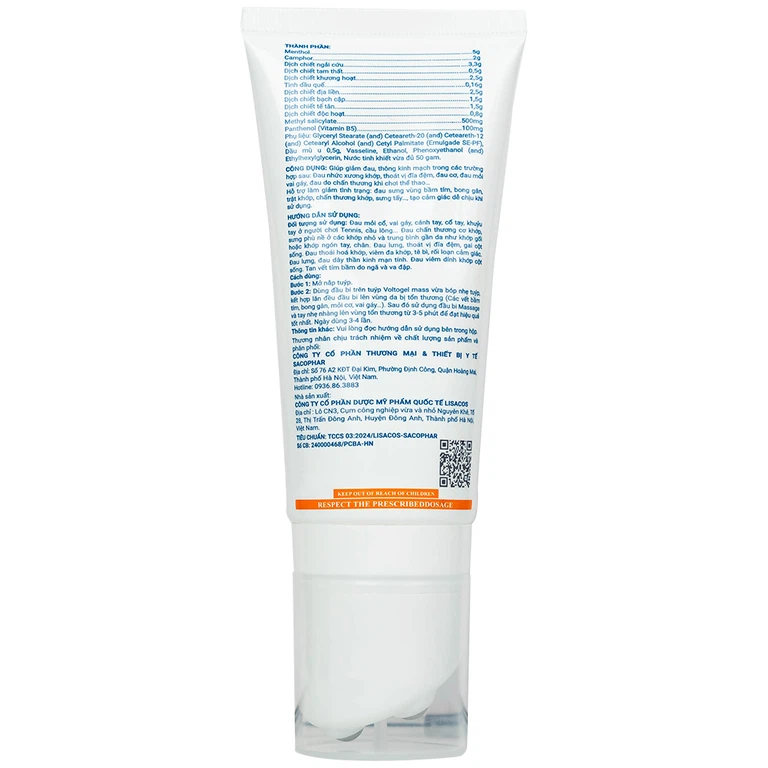 Gel Voltogel Mass giảm đau cơ, đau vai, bầm tím, bong gân (50g)