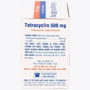 Thuốc Tetracyclin 500mg Domesco điều trị nhiễm khuẩn do vi khuẩn nhạy cảm (20 vỉ x 10 viên)