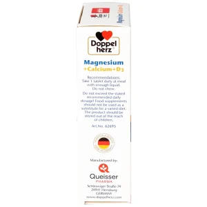 Viên uống Magnesium+Calcium+D3 Doppelherz Aktiv hỗ trợ cơ và xương khỏe mạnh (3 vỉ x 10 viên)