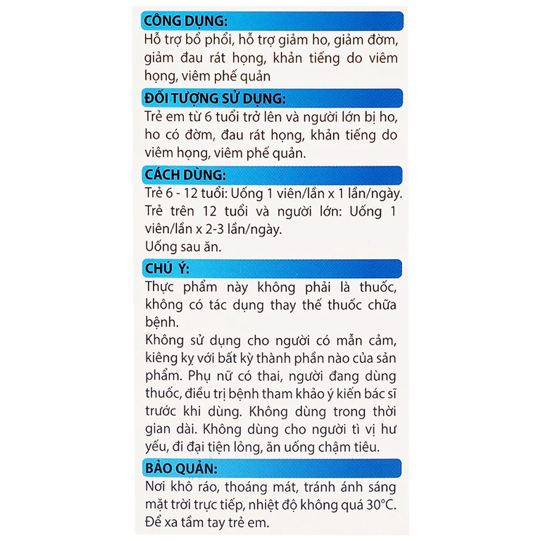 Viên uống Rama Bổ Phổi hỗ trợ bổ phổi, giảm ho (30 viên)