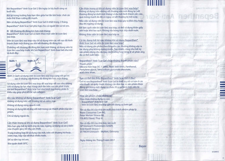 Gel trị sẹo Bepanthen Anti-Scar ngăn ngừa hình thành sẹo đỏ và sẹo lồi (20g)