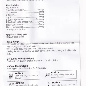 Dung dịch nhỏ mắt Hexami Cataract CPC1HN cải thiện và dự phòng tình trạng đục thủy tinh thể (20 ống)