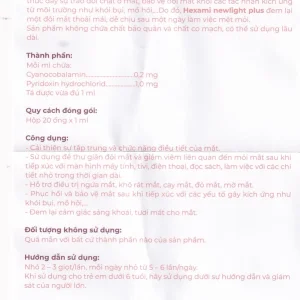 Dung dịch nhỏ mắt Hexami Newlight Plus CPC1HN giảm mỏi mắt, mờ mắt, ngứa mắt, mắt đỏ (4 vỉ x 5 ống)