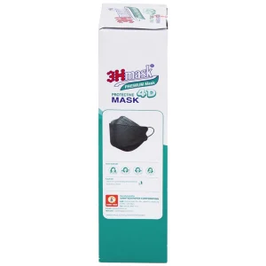 Khẩu trang y tế cao cấp 3Hmask Vĩnh Tiến 4D màu đen hỗ trợ ngăn khói, bụi, kháng khuẩn (20 cái)
