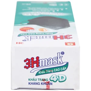 Khẩu trang y tế cao cấp 3Hmask Vĩnh Tiến 4D màu đen hỗ trợ ngăn khói, bụi, kháng khuẩn (20 cái)