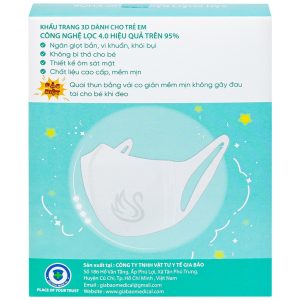 Khẩu trang 3D trẻ em quai vải Swan Mask ngăn giọt bắn, vi khuẩn, khói bụi (10 cái)
