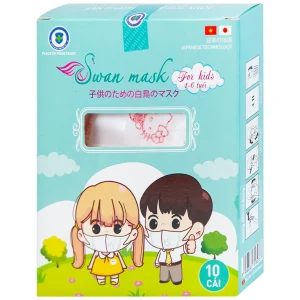 Khẩu trang 3D trẻ em quai vải Swan Mask ngăn giọt bắn, vi khuẩn, khói bụi (10 cái)