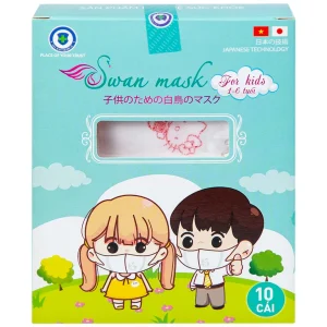 Khẩu trang 3D trẻ em quai vải Swan Mask ngăn giọt bắn, vi khuẩn, khói bụi (10 cái)