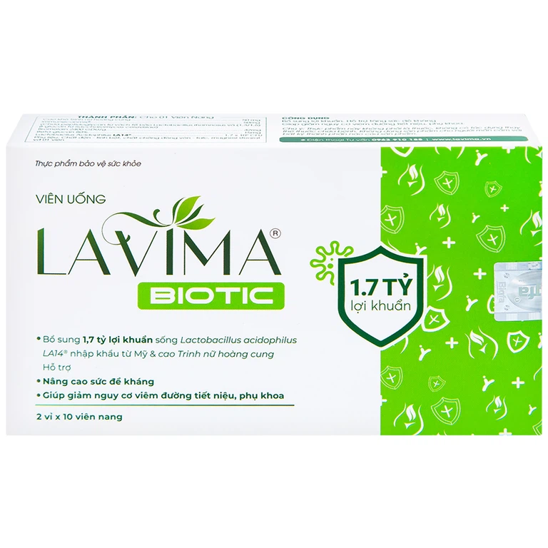 Viên uống Lavima Biotic bổ sung lợi khuẩn, hỗ trợ tăng sức đề kháng (2 vỉ x 10 viên)