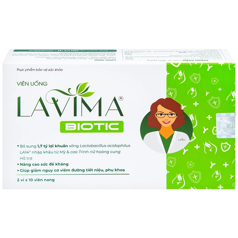 Viên uống Lavima Biotic bổ sung lợi khuẩn, hỗ trợ tăng sức đề kháng (2 vỉ x 10 viên)