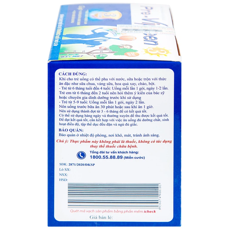 Cốm Pre-Vipteen 3 Vinh Gia giúp tăng chiều cao, tăng sức đề kháng (20 gói x 2g)