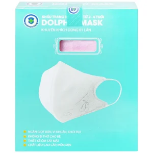 Khẩu trang 3D trẻ em Dolphin Mask 4 lớp ngăn giọt bắn, vi khuẩn, khói bụi (10 cái)
