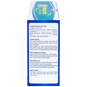 Men sống Bạch Mai bổ sung lợi khuẩn đường tiêu hóa và kẽm, tăng cường tiêu hóa (20 ống x 10ml)