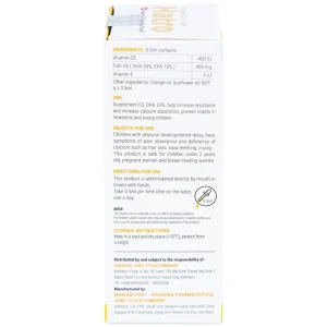 Dung dịch Vitamin D3+ DHA Hatro Pharvina tăng sức đề kháng, giảm nguy cơ còi xương (20ml)