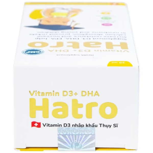 Dung dịch Vitamin D3+ DHA Hatro Pharvina tăng sức đề kháng, giảm nguy cơ còi xương (20ml)