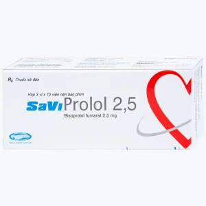Thuốc SaViProlol 2,5 điều trị tăng huyết áp, đau thắt ngực (3 vỉ x 10 viên)