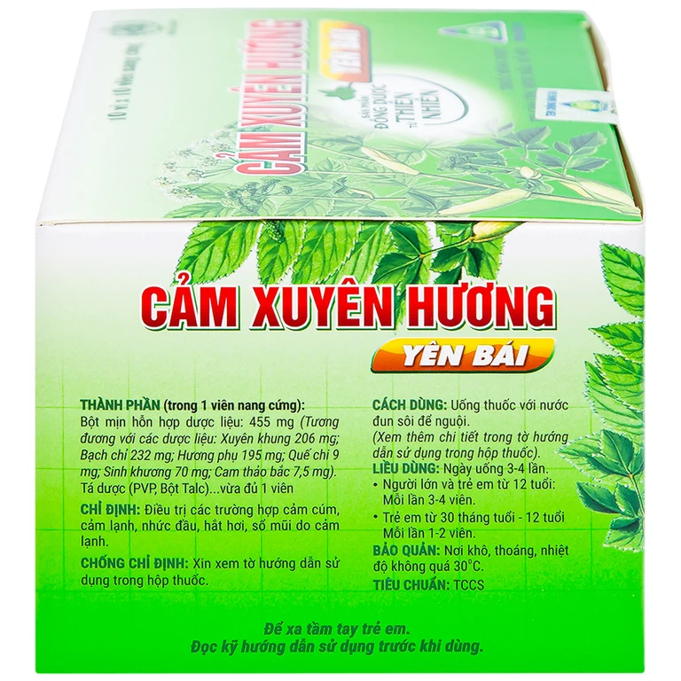 Thuốc Cảm Xuyên Hương Yên Bái điều trị cảm cúm, cảm lạnh (10 vỉ x 10 viên)