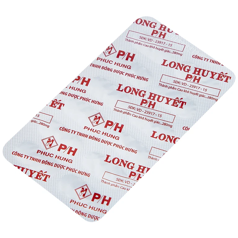 Thuốc Long Huyết P/H Phúc Hưng đặc trị tan bầm tím, mau lành vết thương (2 vỉ x 12 viên)