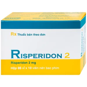 Thuốc Risperidon 2 Hasan điều trị bệnh tâm thần phân liệt (5 vỉ x 10 viên)