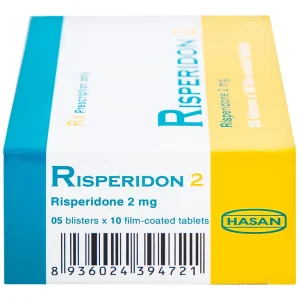 Thuốc Risperidon 2 Hasan điều trị bệnh tâm thần phân liệt (5 vỉ x 10 viên)