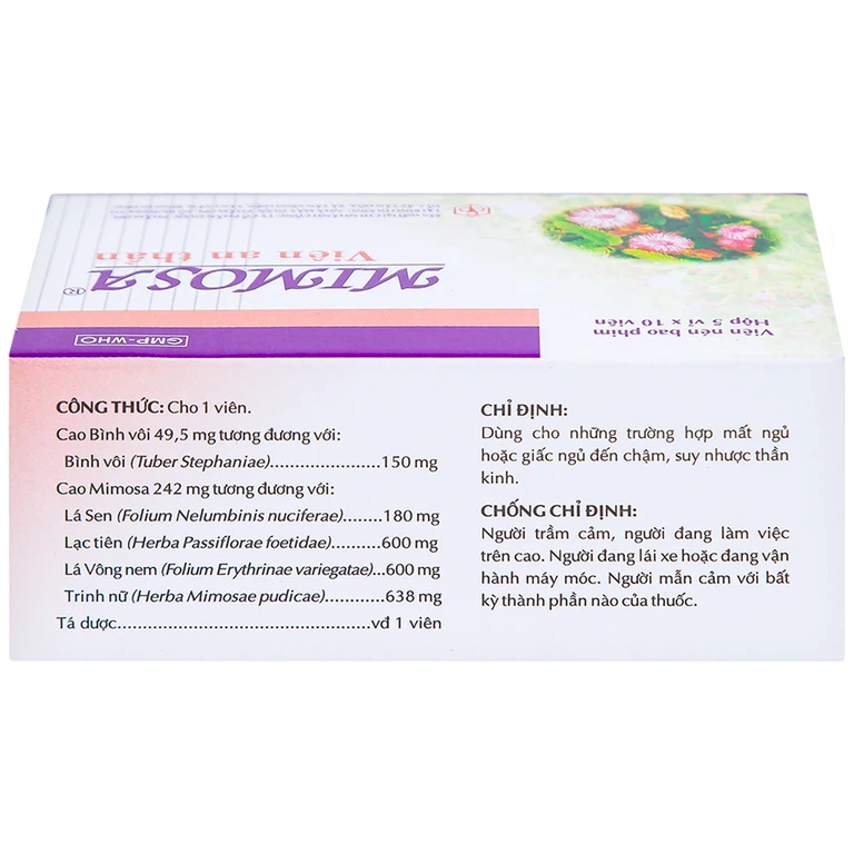Viên an thần Mimosa OPC dùng cho trường hợp mất ngủ, suy nhược thần kinh (5 vỉ x 10 viên)