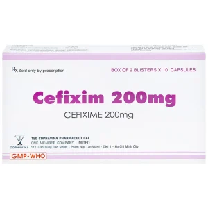 Thuốc Cefixim 200mg Cophavina điều trị nhiễm khuẩn (2 vỉ x 10 viên)