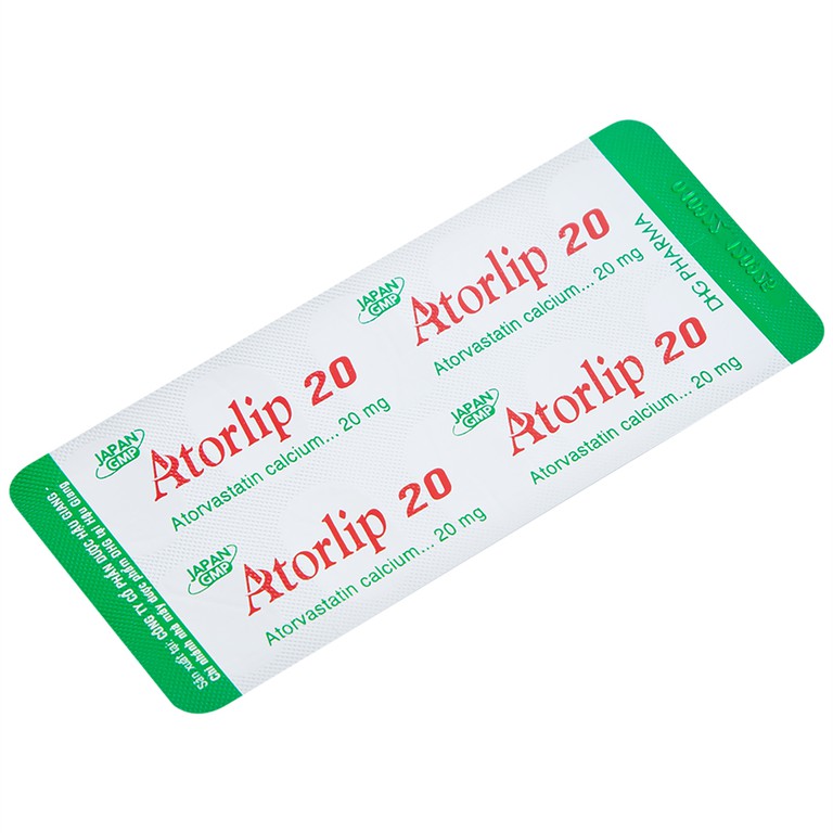 Thuốc Atorlip 20mg DHG điều trị tăng cholesterol toàn phần và LDL-cholesterol (3 vỉ x 10 viên)