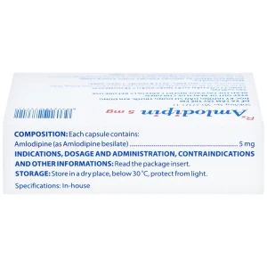 Thuốc Amlodipin 5mg Domesco điều trị tăng huyết áp, đau thắt ngực (3 vỉ x 10 viên)