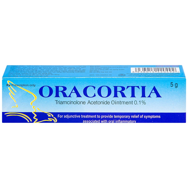 Thuốc mỡ Oracortia 0,1% Thai Nakorn Patana giảm triệu chứng viêm nhiễm khoang miệng, loét do chấn thương (5g)