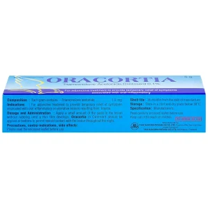 Thuốc mỡ Oracortia 0,1% Thai Nakorn Patana giảm triệu chứng viêm nhiễm khoang miệng, loét do chấn thương (5g)