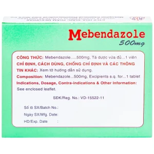 Viên nén Mebendazole 500mg Mekophar điều trị nhiễm một hay nhiều loại giun (1 viên)