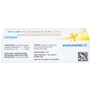 Thuốc Savi Losartan 50 điều trị tăng huyết áp nguyên phát (3 vỉ x 10 viên)
