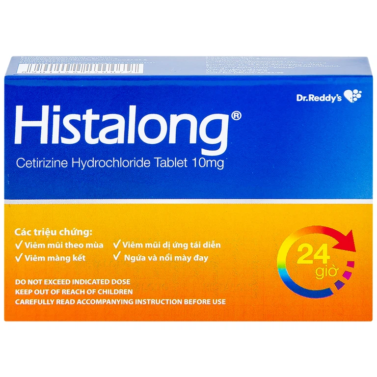 Thuốc Histalong 10mg Dr. Reddy điều trị viêm mũi theo mùa và viêm màng kết (2 vỉ x 10 viên)