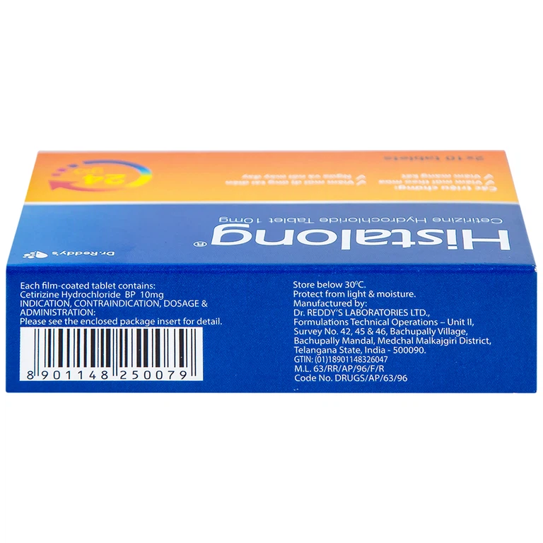 Thuốc Histalong 10mg Dr. Reddy điều trị viêm mũi theo mùa và viêm màng kết (2 vỉ x 10 viên)