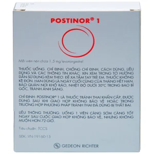 Thuốc Postinor 1 Gedeon dùng tránh thai khẩn cấp trong vòng 72 giờ sau giao hợp (1 viên)