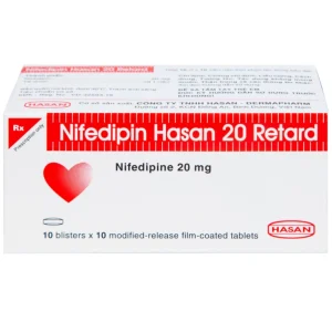Viên nén Nifedipin Hasan 20 Retard Hasan điều trị tăng huyết áp (10 vỉ x 10 viên)